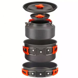 Ensemble de casseroles et bouilloires antiadhésives légères, kit de cuisine de camping portable pour la randonnée et le feu de camp - Product Image 1
