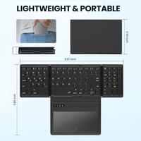 Keyboard Bluetooth lipat, papan ketik nirkabel dapat dilipat dengan Mouse Touchpad untuk Android Laptop Pc