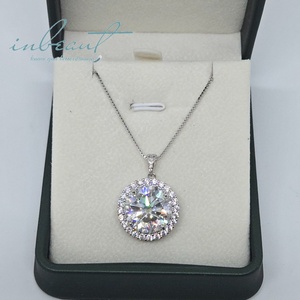 Nuevo Collar con Colgante de Plata 925 con Diamante Redondo Brillante de 10 Quilates, Color D, Moissanita, Pasa la Prueba del Diamante, Joyería para Mujer - Product Image 4