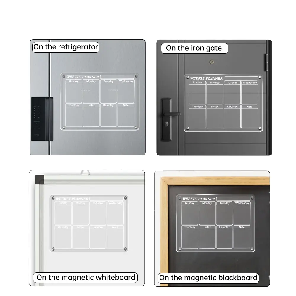 Hot Selling Custom Acrylic Note Board Refrigerator Dry Erase Board Magnetic Clear For Fridge