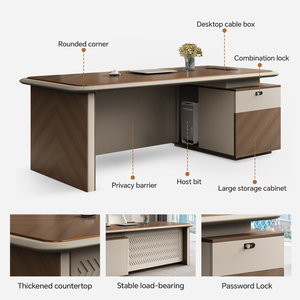 CEO Wood Table Modular Office Furniture Executive <strong>Desk</strong> New Design Modern Table Top <strong>Walnut</strong> Wood Grey Office <strong>Desk</strong> and Chair Set - Product Image 3