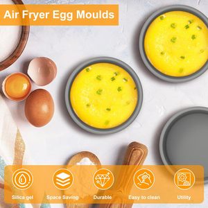 Moules à œufs en silicone résistants à la chaleur, pour micro-ondes, réutilisables, antiadhésifs, pour le petit-déjeuner et les sandwichs, coupelles à pocher les œufs en silicone - Product Image 3