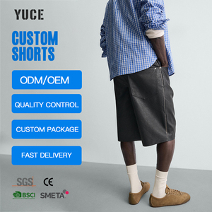 YUCE Jorts da Uomo Personalizzati in Pelle PU Nera, Stile Streetwear, Vestibilità Rilassata, <span class=keywords><strong>Pantaloncini</strong></span> Corti a Vita Media in <span class=keywords><strong>Ecopelle</strong></span> Vegana - Product Image 4