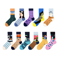 Nouveauté Mode Femmes Coton Peigné Hommes 100% Coton Chat Chien Motif Chaussettes Filles Redtube Vente Chaude Chaussettes