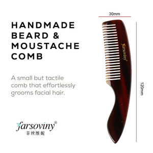 Acetato di cellulosa piccolo ampio dente barba e baffi tasca CombTravel dimensioni per la cura dei peli facciali e la cura della barba - Product Image 3