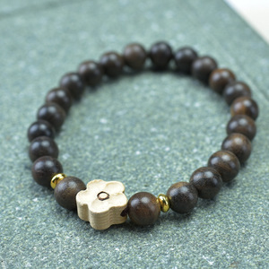 Bracciale in Legno YL <span class=keywords><strong>Chen</strong></span> Xiang per Uomo e Donna, Fai-da-Te con Fiori, Pixiu, Rosario, Perla di Buddha a Cerchio Singolo per Meditazione - Product Image 4