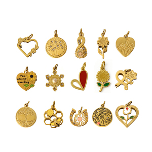 Hoa hài hòa vườn | 18K PVD mạ Vàng cây thép không gỉ của cuộc sống, Hướng Dương & Bee Mặt dây chuyền quyến rũ đối với tự làm đồ trang sức làm - Product Image 1