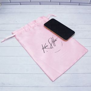 Custom Pink Fashion Satin Storage Bags Wig Underwear Bikini Packaging Luxury <b>Drawstring</b> Satin Dust <b>Pouch</b> - Product Image 3