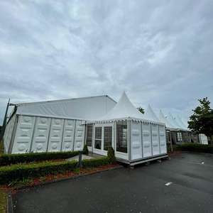 100% PVC tissu blanc ABS auvent mural pagode <span class=keywords><strong>parapluie</strong></span> gazebo 6x6 pagode tente avec porte en verre et mur solide en ABS - Product Image 3