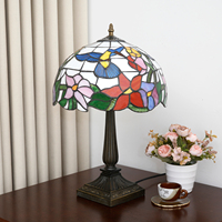 Lampe de table ODIFF en verre teinté style colibri, oiseau en verre fait main avec fleur rose, décoration vintage pour la maison, lampe de lecture