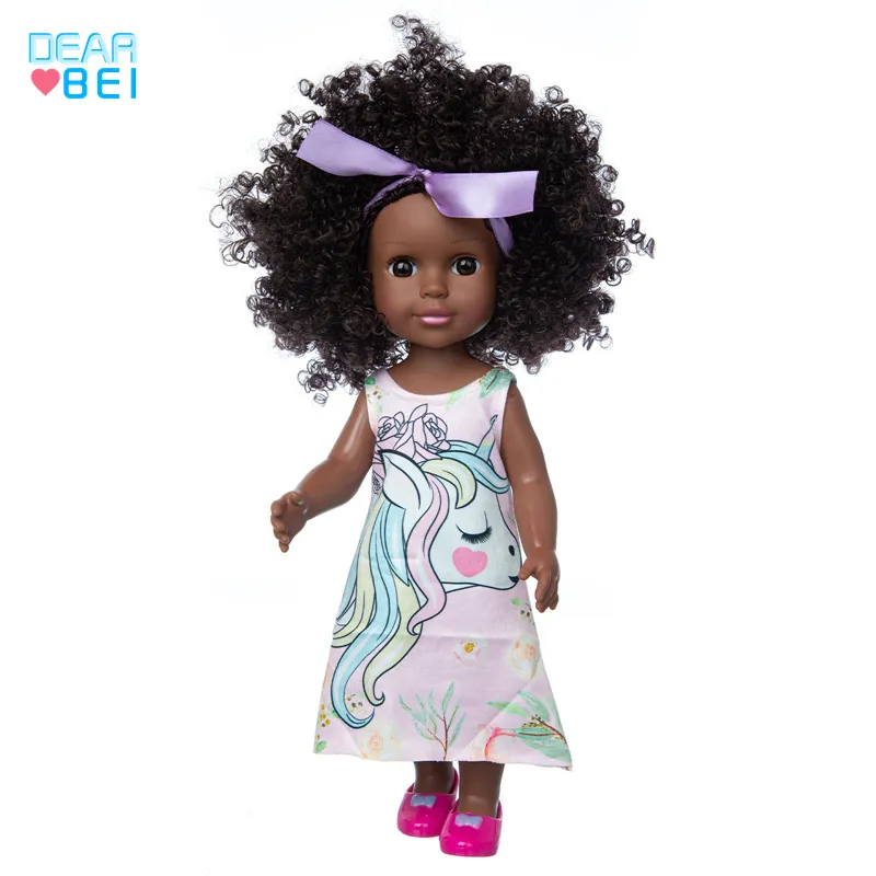 14Inch 35CM African American Doll Dark Skin Finished Reborn Baby Dolls Princess Black Girl Vinyl Cloth Body Newborn Toy