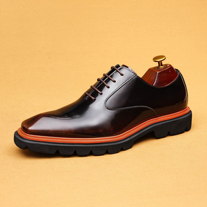 Zapatos de cuero casuales para negocios - cuero vacuno genuino, coloridos, suela gruesa, con alza, estilo británico, zapatos Oxford versátiles - Product Image 2