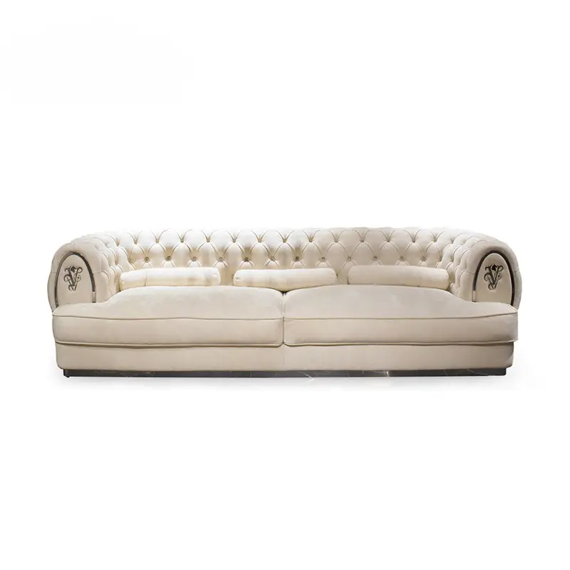 Italian luxury brand leather two-seater sofa Villa velvet high-end sofa