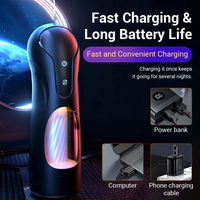Godet de masturbation masculin télescopique entièrement automatique à dilatation et contraction profondes, avec stimulation par succion, vibration et piston, jouet sexuel