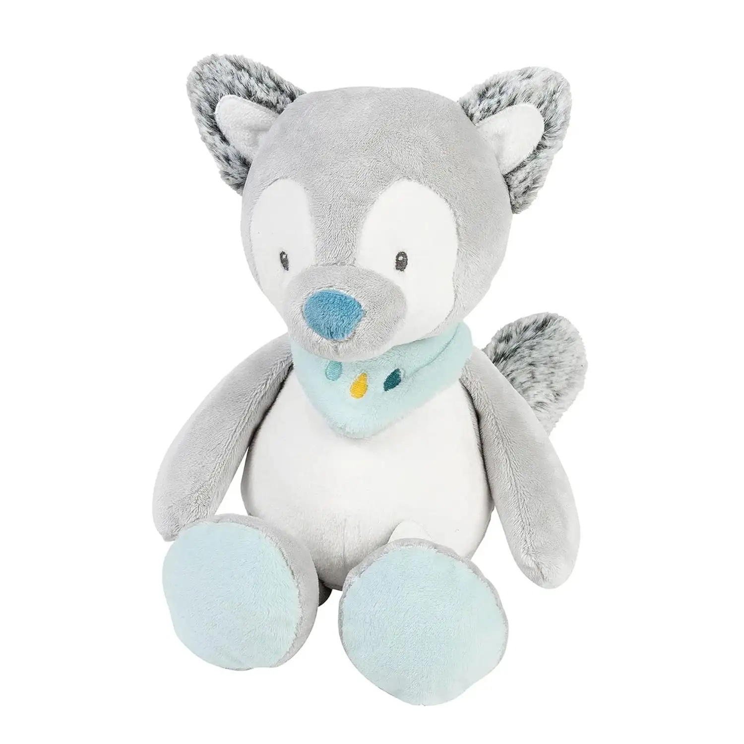 Grey 11 inches Cuddly Plush Toy Wolf Promotes Motor Skills Easy Care Extra-Soft Material Machine Washable for children