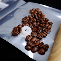 Sac de café personnalisé imprimé à fond carré avec fermeture à glissière intégrée en feuille d'aluminium à fond plat avec valve et logo
