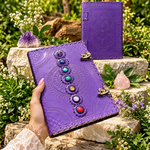 Seven Chakra Leather Journal Notebook Handmade Spiritual Diary Vintage Embossed Cover Writing <b>Book</b> for Meditation Yoga Travel - Product Image 1