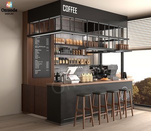 Mostrador de cafetería, muebles de <span class=keywords><strong>Bar</strong></span>, diseños de escaparate de cafetería con mostrador de exhibición de café de panadería para decoración de tienda - Product Image 3
