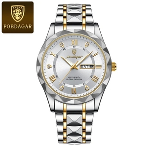 POEDAGAR 615 Montre de Luxe pour Homme à Quartz Étanche avec Date, Jour et Luminescence, Montre-Bracelet en <span class=keywords><strong>Acier</strong></span> Inoxydable pour Hommes, Horloge Masculine, Reloj - Product Image 4