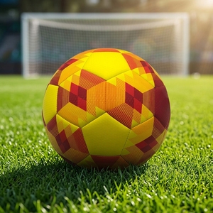 <b>Red</b> Yellow Geometric Soccer Ball Durable Training Match <b>Football</b> for Youth Indoor Outdoor - Product Image 3