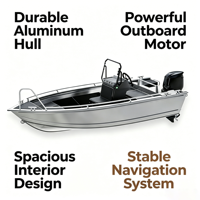 Nouveau bateau de pêche à console centrale en aluminium de 4,5 m (15 pi) pour 5 personnes, coque en V, moteur hors-bord max. 50 CV pour la pêche en haute mer
