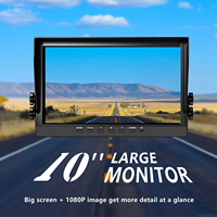 Moniteur DVR sans fil 10,1'' Quad 1080P avec caméra de recul étanche vision nocturne et kit carte SD 32 Go pour camping-car/camion/remorque