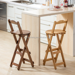 Tabouret pliant haut en bois moderne et pratique pour économiser de l'espace à la maison - Product Image 3