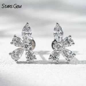 Pendientes de Lazo Unisex Starsgem, Oro Sólido de 18K con Baño de Rodio, Diamante Cultivado en Laboratorio de 1.38ct, Corte Pera Marquise, Regalo de Joyería - Product Image 3