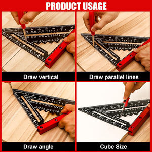 Équerre de charpentier premium 7,8 pouces - <span class=keywords><strong>Règle</strong></span> triangulaire en alliage d'aluminium pour le travail du bois et la charpente - Product Image 2