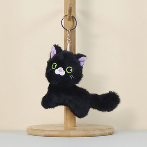 Vente en gros de porte-clés en peluche mignon petit chat, pendentif de dessin animé, chat à tête croquée, porte-clés en peluche, poupée en peluche pour cadeau promotionnel - Product Image 4
