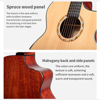 Guitarra Electroacústica Cutaway de 40/41 Pulgadas con Acabado Brillante, Tapa de Abeto Sólido y Fondo de Palisandro, Precio al por Mayor - ¡Gran Oferta!