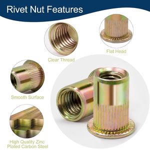 Baiguluo Rivet Nut Assortment 420pcs Metric Sae Zinc Plated Flat Head Self Tapping Rivets Kit - Product Image 3
