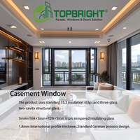Fenêtres à battants en aluminium à rupture de pont thermique, double vitrage, modernes, verticales, personnalisées, pour maison, Topbright
