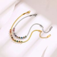 Bracelet chaîne serpent plat en acier inoxydable souple, personnalisé, de haute qualité, style français, avec diamants, pour la vente en gros