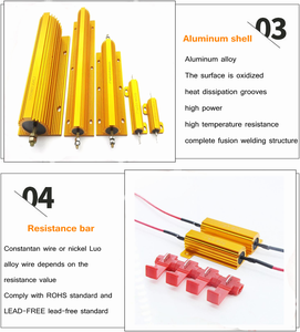 Điện Trở Vỏ Nhôm <span class=keywords><strong>2</strong></span> OHM 2R 50W Điện Trở Màu Vàng Công Suất Cao 5% RX24 Tản Nhiệt - Product Image 5