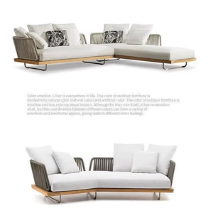 Novo Conjunto de Sofás de Teak para Exterior 2026, Moderno e Impermeável, Móveis de Madeira Sólida com Almofadas - Product Image 2