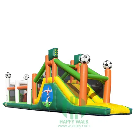 Castillo inflable gigante de fútbol con tobogán, campo de obstáculos comercial, gran oferta