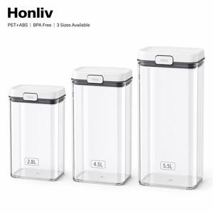Grain Storage Bin Set 3 Sizes Stackable Airtight Moisture-Proof Pop-Tip Lid Food-Grade Plastic Rice Cereal <strong>Flour</strong> <strong>Container</strong> - Product Image 1