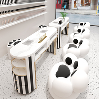 Table à ongles en marbre avec prise de courant, aspirateur, salon de beauté, salon de manucure, salon de thé au lait, bureau de réception, chaise de négociation