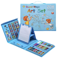 Haute qualité non toxique enfants boîtier en plastique aquarelle stylo couleur crayon 208 pièces Art dessin peinture ensemble avec chevalet Kit