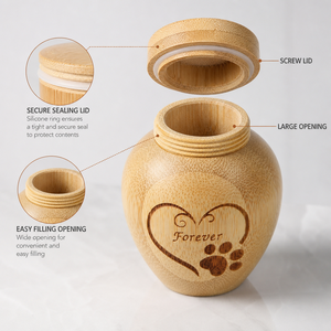Guci Kremasi Hewan Peliharaan Ramah Lingkungan dari Bambu, Tahan Lama, Buatan Tangan, Bentuk Kustom dengan Tutup untuk Kenangan Kucing dan Anjing - Product Image 4