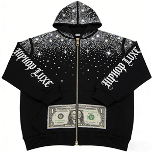 Sudadera con capucha y cremallera para hombre, con gráfico de calavera y pedrería, estilo oversize, streetwear gótico - Product Image 2