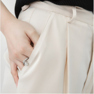 <span class=keywords><strong>2022</strong></span> été automne soie Satin femmes pantalons ample <span class=keywords><strong>classique</strong></span> noir droit taille haute décontracté coréen jambe large <span class=keywords><strong>pantalon</strong></span> pour les femmes - Product Image 1