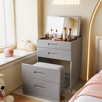 Table de toilette moderne en bois massif avec miroir rabattable et rangement pour la chambre à coucher, utilisation pour le maquillage, tailles personnalisées