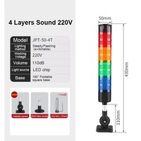 Menara Lampu Peringatan LED JZCN JPT-50 Tricolor Bahan PC Multi Level Alarm Suara Non-Reflektif untuk Pabrik Bengkel Mesin