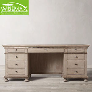 विसममैक्स फर्नीचर अमेरिकी देश ओक लकड़ी अध्ययन तालिका क्लासिक रेट्रो आयताकार लेखन डेस्क - Product Image 4