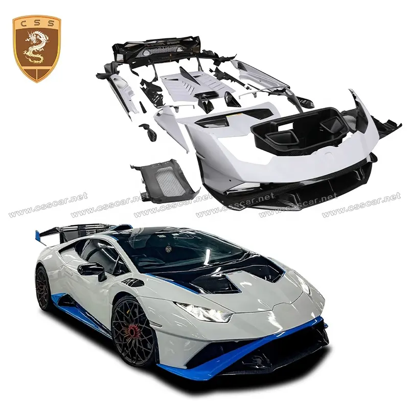 Dry Carbon Fiber Car Bumper Fenders Rear Spoiler Engine Bonnet Cover Huracan Body Kits For Lamborghini Huracan STO Body Kit