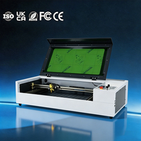 Cortadora y Grabadora Láser CO2 de Escritorio 4060 de 60W con Mesa de Nido de Abeja, Guía Lineal y Rueda de Control de Velocidad, Mini Máquina para Madera y Acrílico