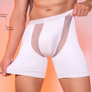 Nuovo <span class=keywords><strong>Boxer</strong></span> Sexy da <span class=keywords><strong>uomo</strong></span> Sexy in finta pelle traspirante slip Night club Shorts sottile aderente biancheria intima 3254 - Product Image 2