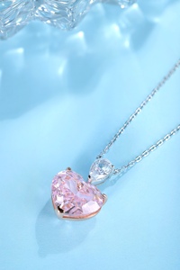 Món Quà Tốt Nhất Đồ Trang Sức Đẹp S925 Bạc Màu Hồng Sáng Bóng Cubic Zirconia Vòng Cổ Lãng Mạn Hình Trái Tim Vòng Cổ Valentine Của Ngày Quà Tặng - Product Image 2